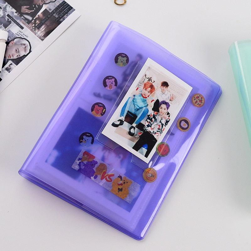 Mini album mignon pour 64 photos, couleur gelée, pour cartes de visite, 7s, 8, 25, 50s, mini album photo, couverture à anneaux, album photo carnet rechargeable