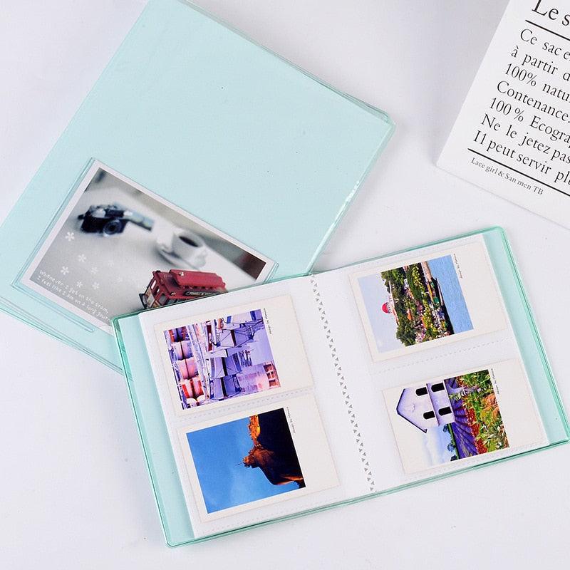 Mini album mignon pour 64 photos, couleur gelée, pour cartes de visite, 7s, 8, 25, 50s, mini album photo, couverture à anneaux, album photo carnet rechargeable