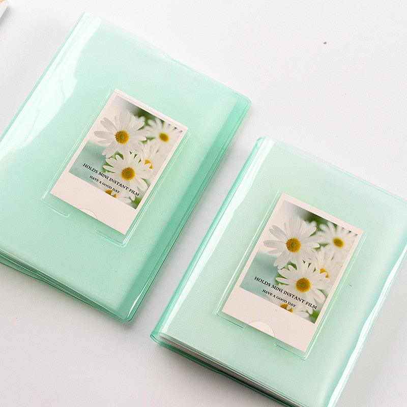 Mini album mignon pour 64 photos, couleur gelée, pour cartes de visite, 7s, 8, 25, 50s, mini album photo, couverture à anneaux, album photo carnet rechargeable