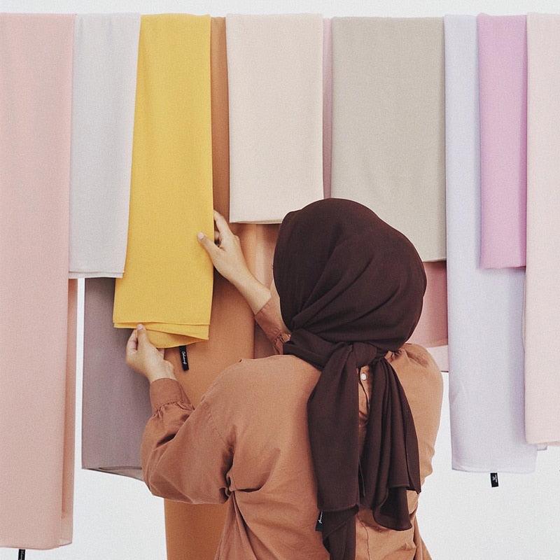 Écharpe de luxe en mousseline unie longue et douce, châle, foulard léger, foulard instantané prêt à porter, élégant foulard hijab, châle musulman, hijabs islamiques, foulard arabe pour femmes