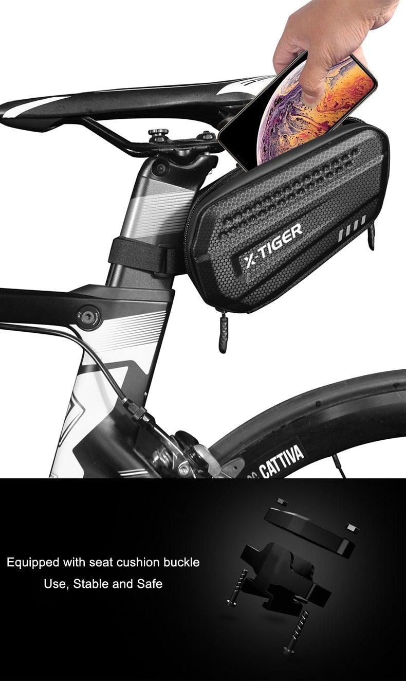 Sac de vélo étanche pour vélo de route 1,2 L Grande capacité Sac arrière sous la selle pour accessoires de vélo Sacoche de selle de vélo Pochette de selle de vélo pour rangement d'accessoires de vélo de montagne et de route