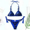 Nouveau Bikini Brillant Strass Cristal 2021 Maillot de Bain Bandeau Femme