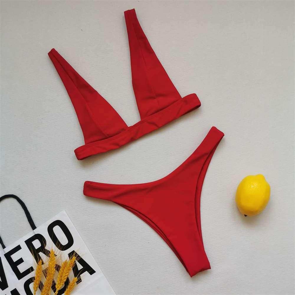 Maillot de bain deux pièces élégant pour femme, bikini triangle avec col licou et rembourrage push-up, imprimé léopard ou citron, à nouer, pour l'été