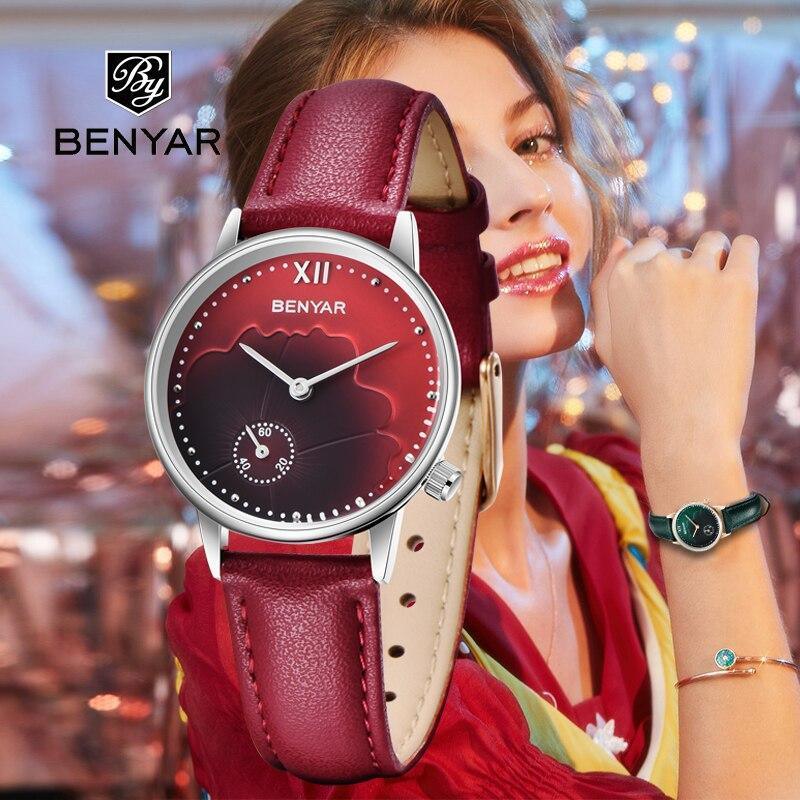Nouvelle montre de mode rouge pour femme, bracelet en cuir de luxe à quartz, analogique, étanche et résistante aux rayures, excellent cadeau pour les femmes