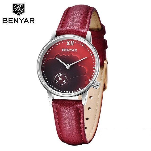 Nouvelle montre de mode rouge pour femme, bracelet en cuir de luxe à quartz, analogique, étanche et résistante aux rayures, excellent cadeau pour les femmes