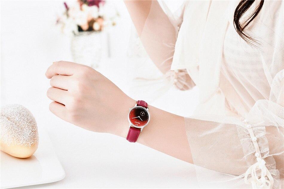 Nouvelle montre de mode rouge pour femme, bracelet en cuir de luxe à quartz, analogique, étanche et résistante aux rayures, excellent cadeau pour les femmes