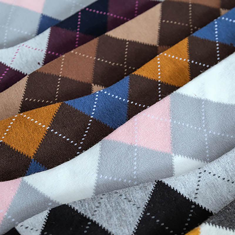 1 Paire de Chaussettes Montantes Chaudes Motif Losanges en Coton Style Collège pour Automne Hiver Chaussettes de Course et d'Escalade à la Mode pour Hommes et Femmes