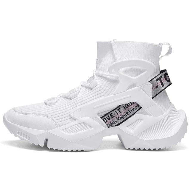 Chaussettes montantes homme baskets mode tendance confortables chaussures décontractées d'extérieur antidérapantes respirantes baskets de marche et de jogging en mesh de haute qualité pour hommes, rehaussantes, décontractées, d'extérieur