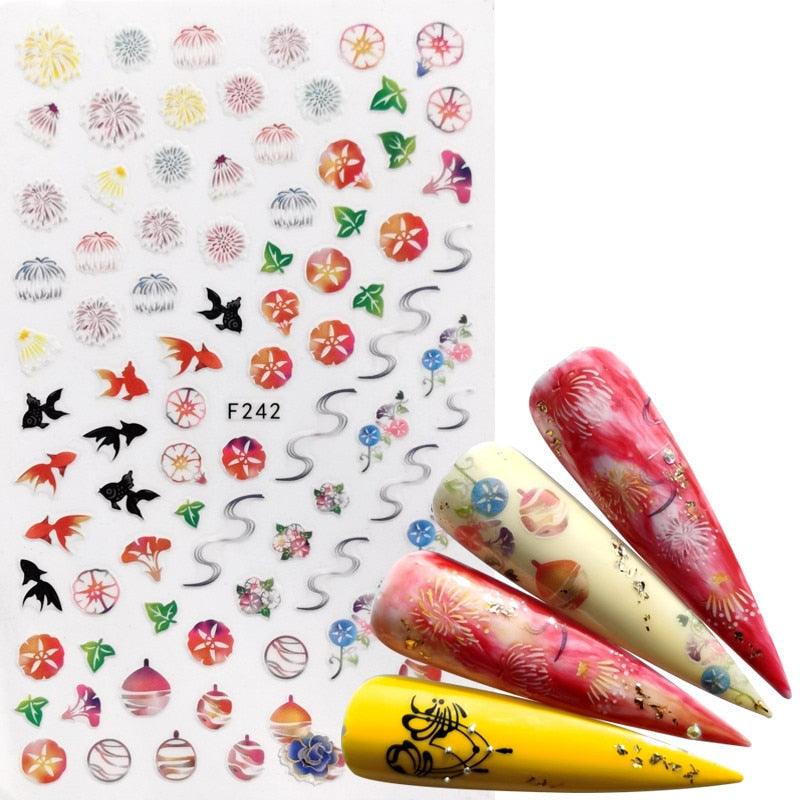 Décorations d'ongles 3D autocollantes avec motif flamant rose, lettre russe noire, décalcomanies, accessoires de manucure, décalcomanies holographiques, autocollants adhésifs pour ongles, fournitures d'ongles 3D, transfert, autocollants pour manucure