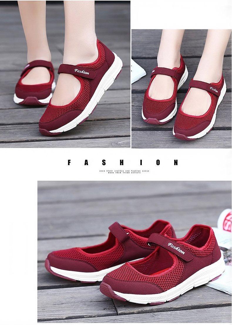 Baskets plates décontractées à la mode en maille respirante pour femmes Chaussures d'été plates et souples à la mode légères à enfiler super légères pour femmes