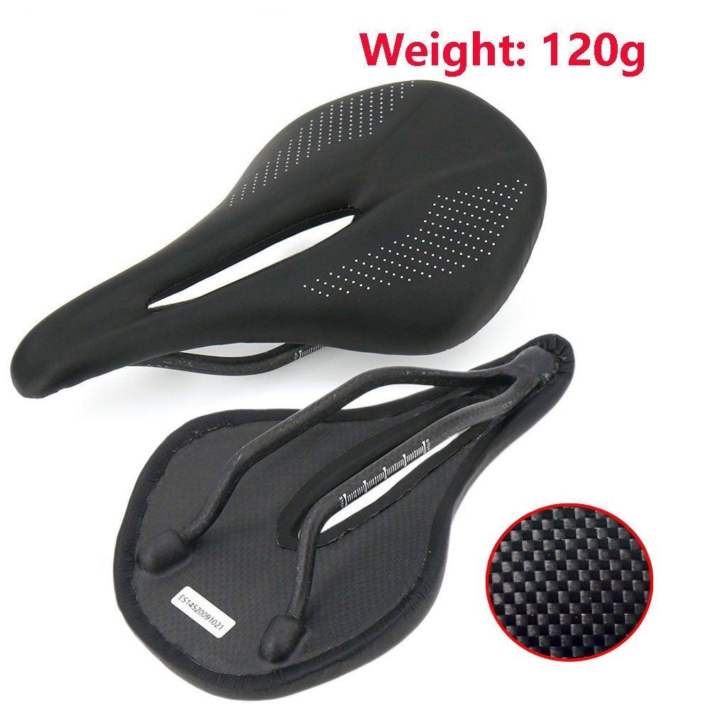 Selle de Vélo de Route Entièrement en Carbone Super Légère Cuir Carbone Siège de Vélo Optimisé Pour Hommes Support d'Os Ischiatique Flexible et Confortable Absorption des Chocs Selle de Vélo de Route