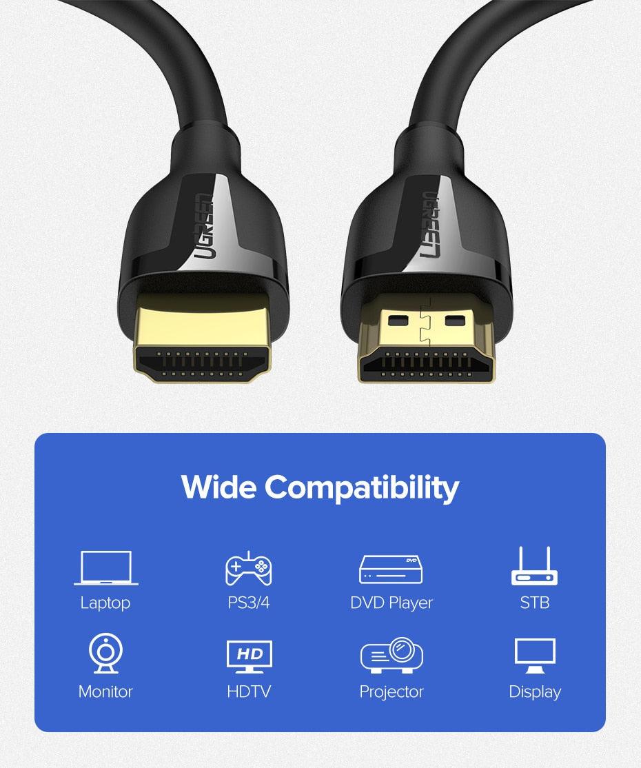 Câble HDMI 4K 2.0 Boîtier de commutateur répartiteur de câble HDMI vers HDMI Câble vidéo audio 60Hz Connecteurs plaqués or ultra haute vitesse HDMI 4K pour téléphone portable TV jeux