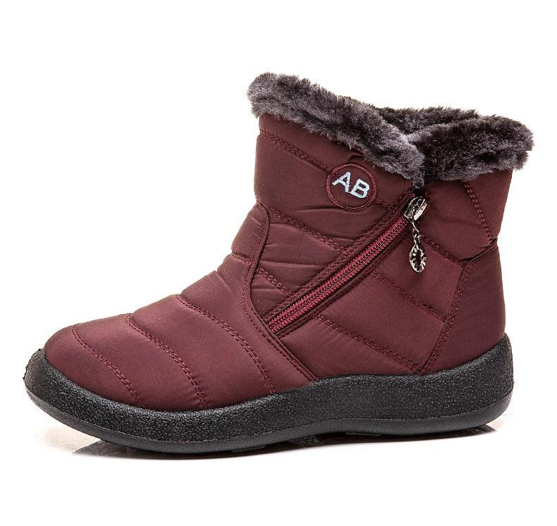 Bottes pour femmes, mode, imperméables, bottes de neige pour l'hiver, décontractées, légères, chevilles chaudes, bottes d'hiver doublées de fourrure, bottes chaudes à enfiler, chaussures imperméables, design confortable et doux pour femme.