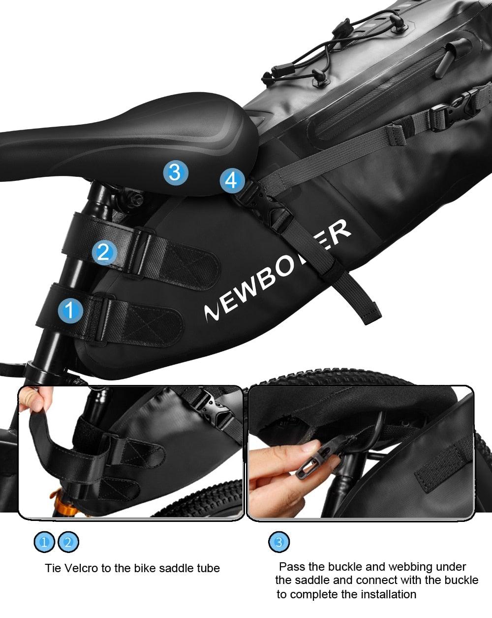 Sac de Vélo Imperméable Grande Capacité Sacoche de Vélo Pliable pour Vélo de Route Sac de Rangement Arrière pour Vélo Sac de Selle Imperméable Roulable Sac Arrière pour Vélo Noir 13L