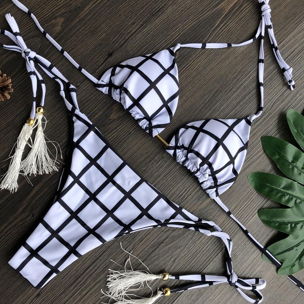Maillot de bain deux pièces populaire pour femme - ensemble bikini push-up rembourré - ensemble bikini floral - maillot de bain deux pièces à volants taille basse - maillot de bain push-up