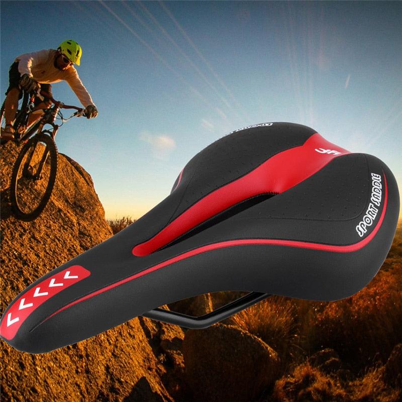 Selle de vélo souple Coussin de selle de vélo creux Siège de vélo de route VTT en mousse à mémoire de forme confortable Siège de vélo avec concept de zone ergonomique pour hommes