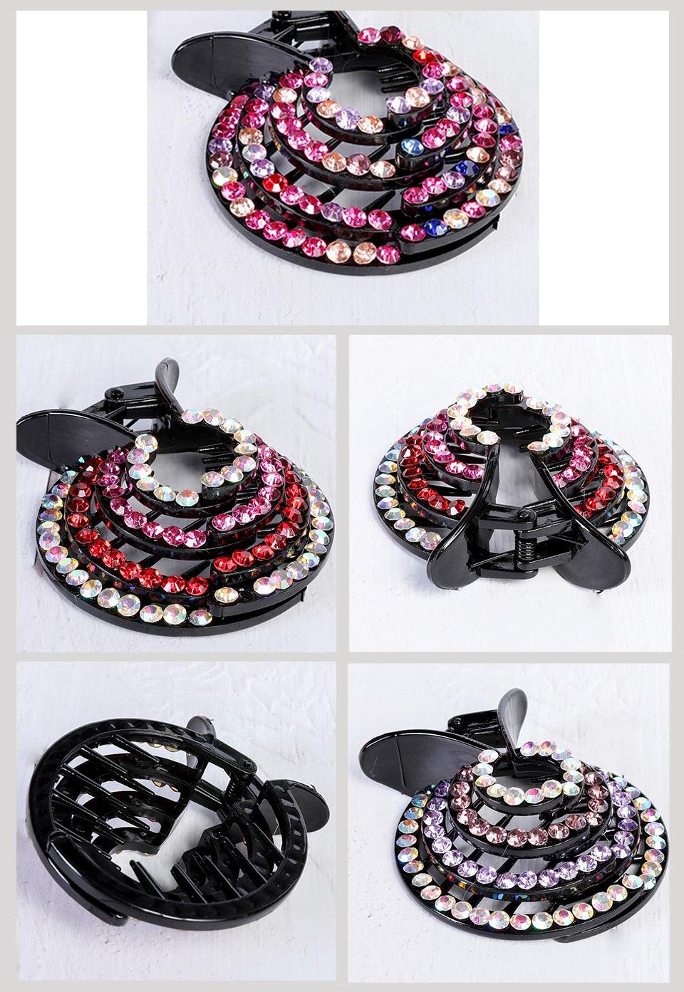 Nouveau porte-queue de cheval nid d'oiseau en cristal, pince à cheveux en forme de crabe, strass pour femmes, filles, accessoires barrettes, couvre-chef, magnifiques accessoires pour cheveux pour femmes