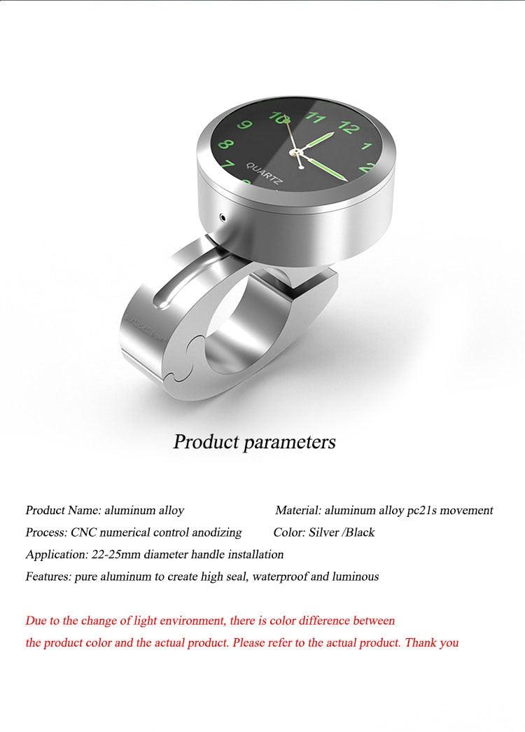 Montre de guidon universelle 7/8" pour moto, poignée de vélo, horloge de cadran, support de guidon de moto, horloge lumineuse, cadran de montre étanche pour scooter, vélo, moteur, VTT