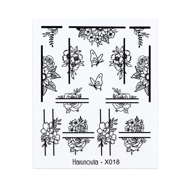 Autocollant pour ongles en relief, décalcomanies 3D fleurs feuilles curseur à eau pour nail art, autocollant de transfert, décoration 3D motif vague pour femmes filles, décalcomanies autocollantes, décoration pour ongles en bande de courbe métallique.