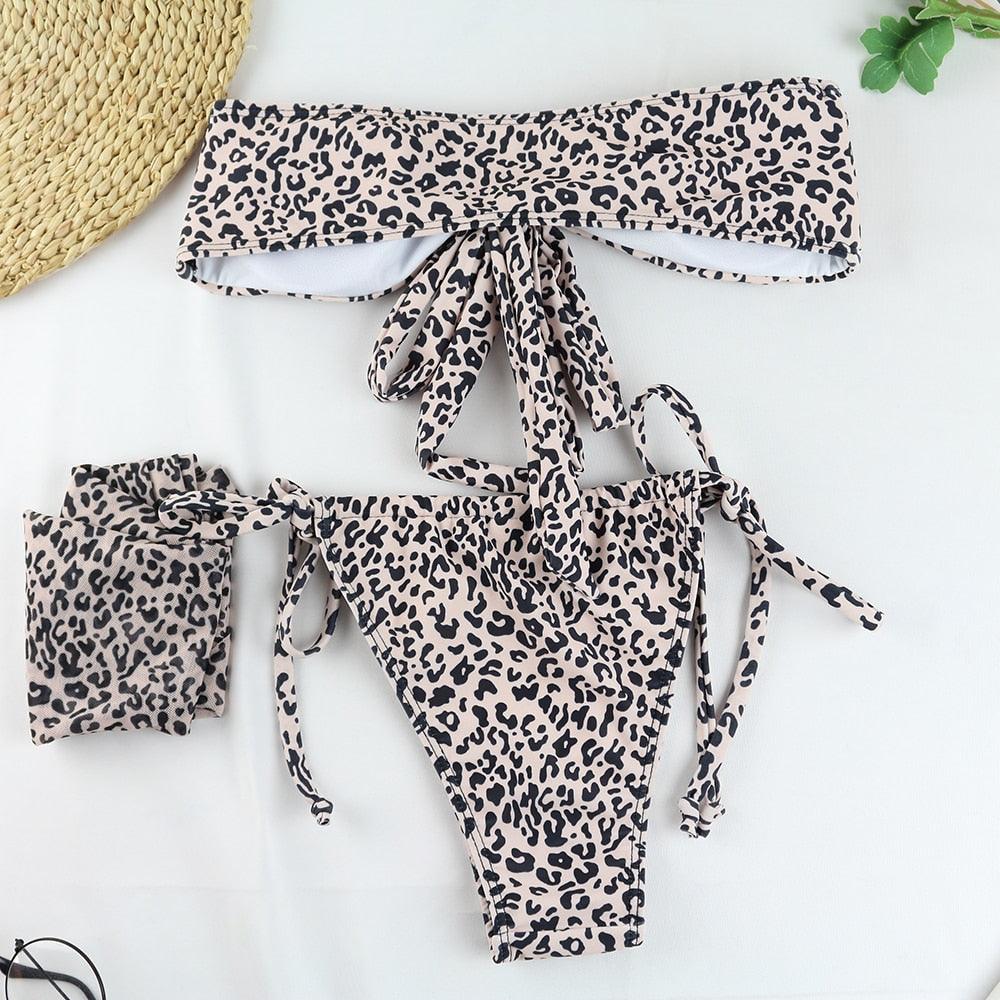 Maillot de bain push-up 3 pièces pour femme avec paréo, ensemble bikini 3 pièces tendance pour femme avec haut tie-dye, jupe paréo, maillot de bain push-up