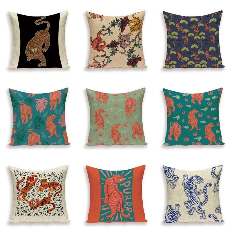 Housse de coussin Tigre, décorations d'automne Jungle, housses de coussin imprimées léopard, housses de coussin décoratives d'animaux, housses de coussin douces pour chambre, canapé, lit, linge de lit, 45 x 45 cm