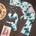 Nouvel Ensemble Bikini pour Femme 3 Pièces Nœud Avant Épaules Dénudées Cache-Maillot avec Ensembles Bikini Dos Nu Maillot de Bain Femme Maillot de Bain Femme Ensemble Bikini Trois Pièces Maillot de Bain Dos Nu Maillot de Bain Plage Femme