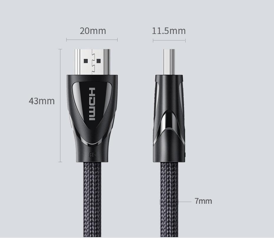 Câble HDMI Noir 2.1 8K60Hz 4K120Hz Répartiteur HDMI HDR10 48Gbps Ultra Haute Vitesse 4K 120Hz Câble HDMI Tressé Dynamic HDR Vision HDR 10 Compatible avec TV UHD Console de Jeu