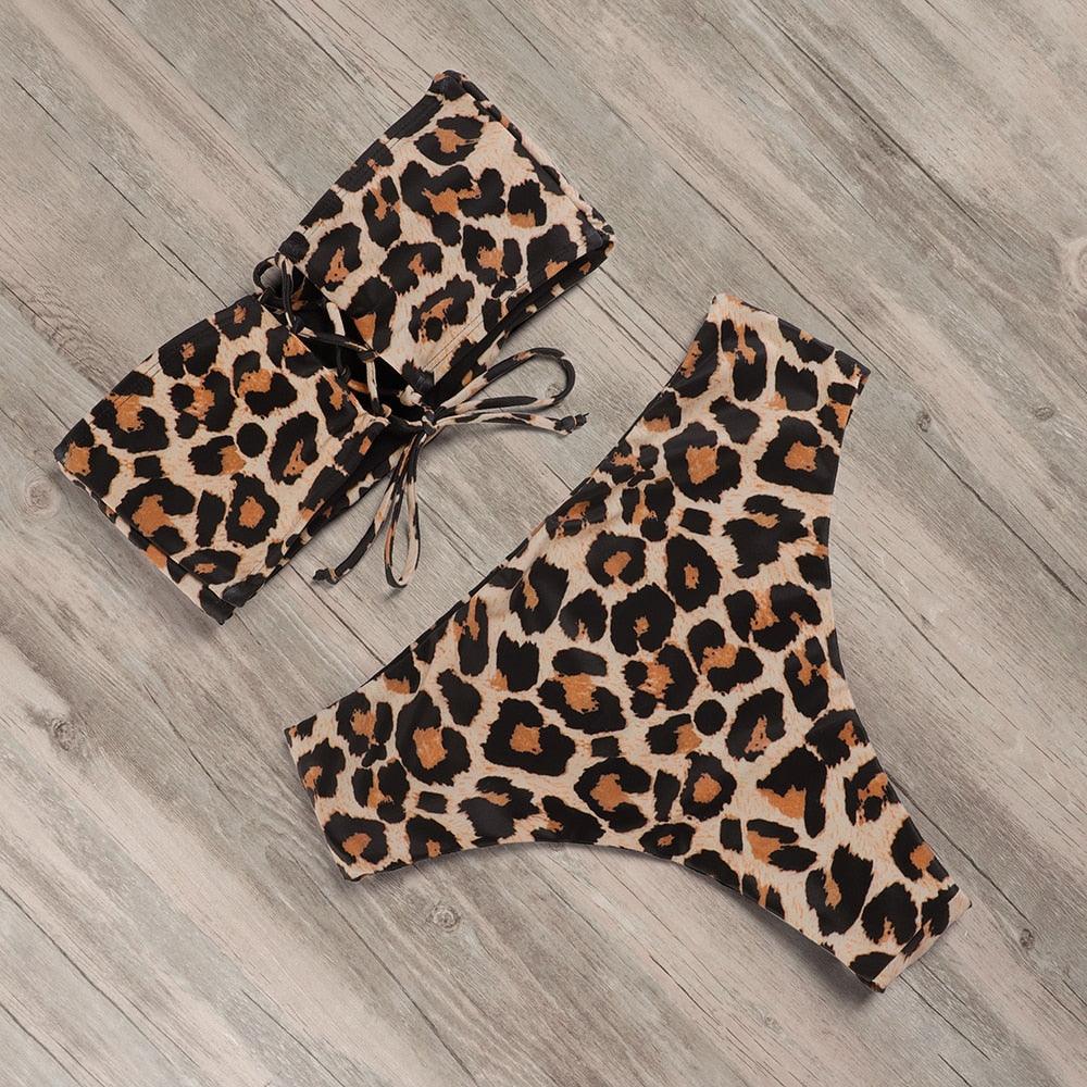 Maillot de Bain Bandage Bikini Femmes Maillot de Bain Taille Haute Ensemble Bikini Maillot de Bain Push Up Femmes Bretelles Spaghetti Bandeau Laçage Taille Haute Ensemble Bikini 2 Pièces