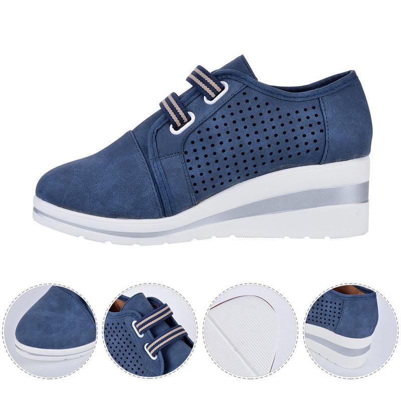 Nouvelles baskets décontractées à talons hauts pour femmes, chaussures respirantes rehaussant la hauteur, coussin d'air, baskets confortables, chaussures vulcanisées en cuir pour femmes, chaussures de marche de luxe pour femmes en extérieur