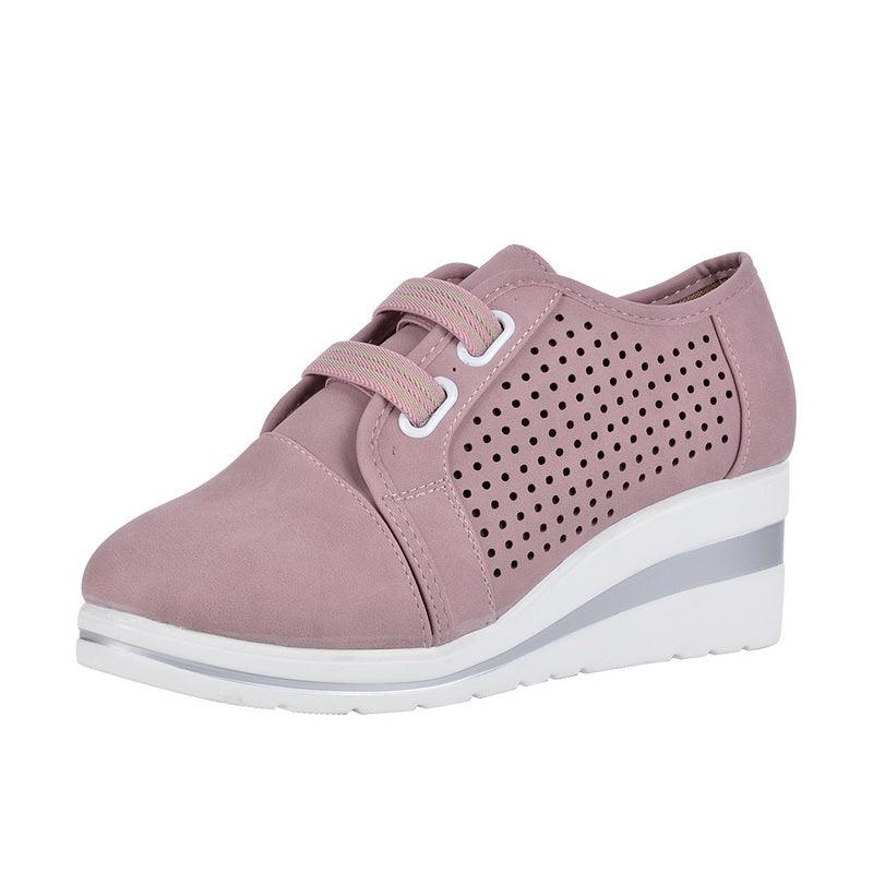Nouvelles baskets décontractées à talons hauts pour femmes, chaussures respirantes rehaussant la hauteur, coussin d'air, baskets confortables, chaussures vulcanisées en cuir pour femmes, chaussures de marche de luxe pour femmes en extérieur