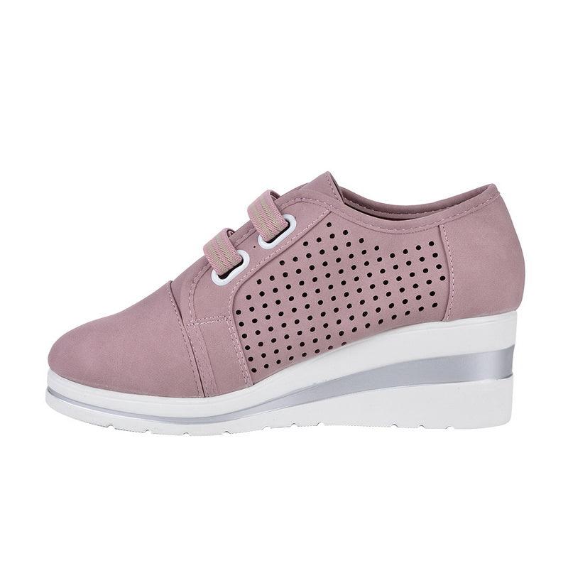 Nouvelles baskets décontractées à talons hauts pour femmes, chaussures respirantes rehaussant la hauteur, coussin d'air, baskets confortables, chaussures vulcanisées en cuir pour femmes, chaussures de marche de luxe pour femmes en extérieur