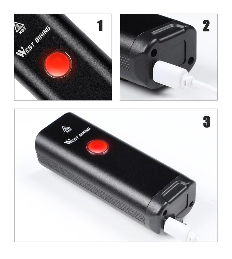 Phare avant de vélo rechargeable USB Lumière de vélo LED étanche Phare de cyclisme Lampe de sécurité pour l'escalade Lampe de vélo super brillante Facile à installer Convient à tous les vélos Phares avec modes