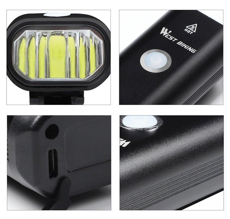 Phare avant de vélo rechargeable USB Lumière de vélo LED étanche Phare de cyclisme Lampe de sécurité pour l'escalade Lampe de vélo super brillante Facile à installer Convient à tous les vélos Phares avec modes