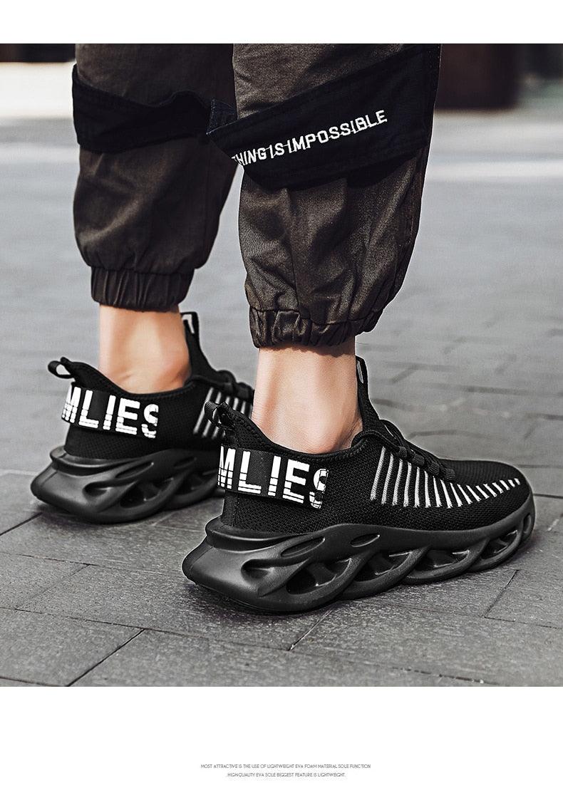 Baskets respirantes pour hommes printemps maille chaussures décontractées motif lame baskets Tenis été blanc extérieur course tennis lame baskets sport mode confortables décontractées gym