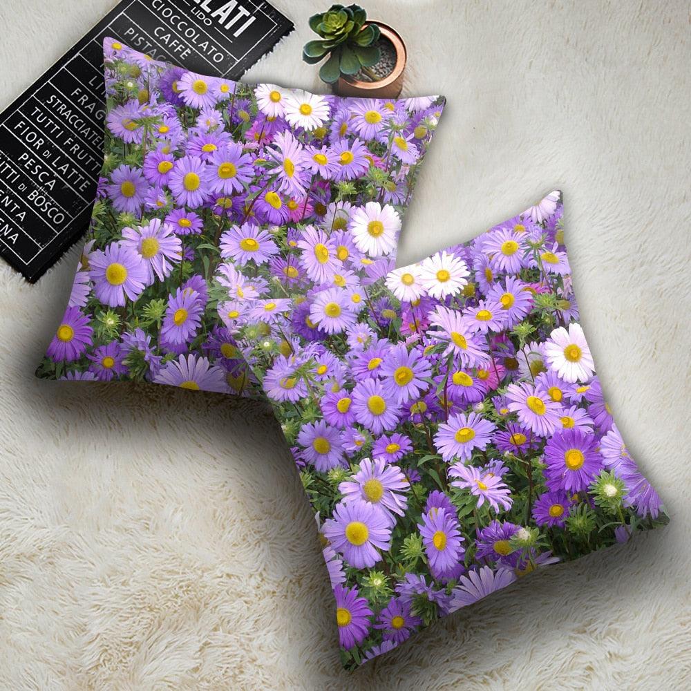 Housse de coussin de fleurs rouge vif, housse de coussin décorative de mode pour la maison, coussin de fleurs de pavot rouges, oranges, roses, housse de coussin super douce en peluche courte 45x45CM pour le salon et la maison.