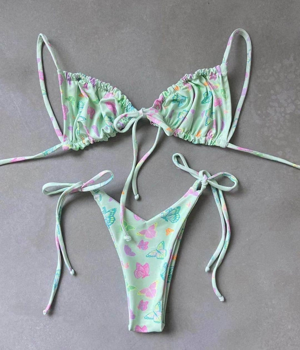 Bas maillot de bain bikini triangle femme maillot de bain à ficelle femme deux pièces maillot de bain licou maillot de bain triangle bikini imprimé femme ensemble deux pièces maillot de bain push-up nouveau