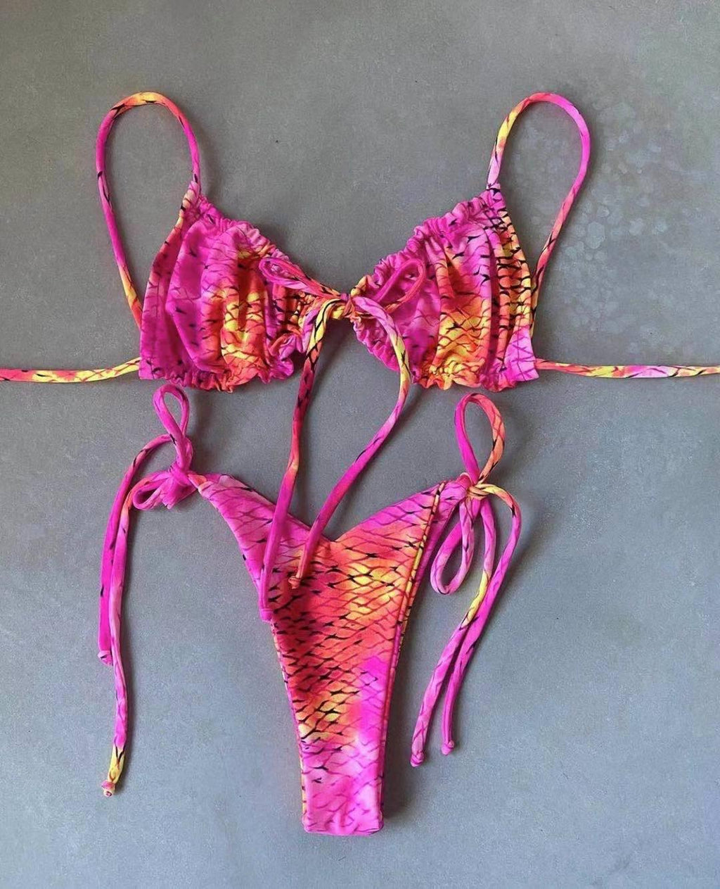 Bas maillot de bain bikini triangle femme maillot de bain à ficelle femme deux pièces maillot de bain licou maillot de bain triangle bikini imprimé femme ensemble deux pièces maillot de bain push-up nouveau