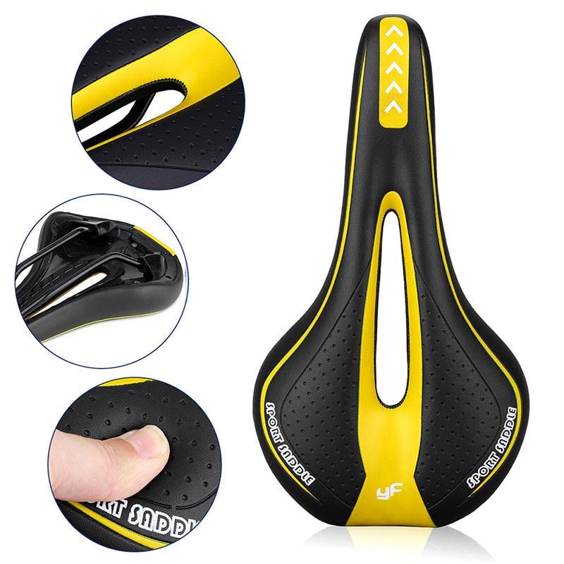 1 selle de vélo Comfort Gel, selle de vélo de route/VTT souple et confortable, selle de vélo étanche en gel avec zone de soulagement centrale et conception ergonomique pour vélos de montagne et vélos de route