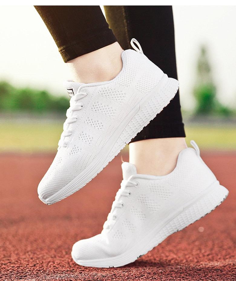 Chaussures décontractées de sport pour femme, à la mode, respirantes, en maille, plates, pour la gym, vulcanisées, pour la marche, légères, confortables et tendance.