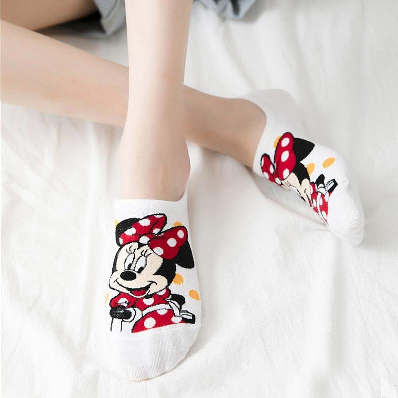 5 paires de chaussettes d'été pour femme, motif dessin animé ours et souris, mignonnes, amusantes, invisibles, en coton, pour femme