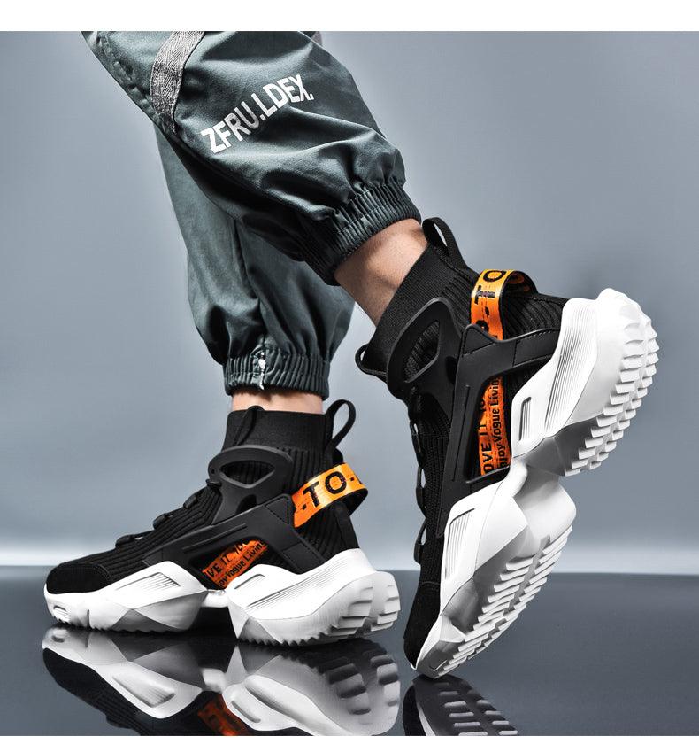 Chaussettes montantes homme baskets mode tendance confortables chaussures décontractées d'extérieur antidérapantes respirantes baskets de marche et de jogging en mesh de haute qualité pour hommes, rehaussantes, décontractées, d'extérieur