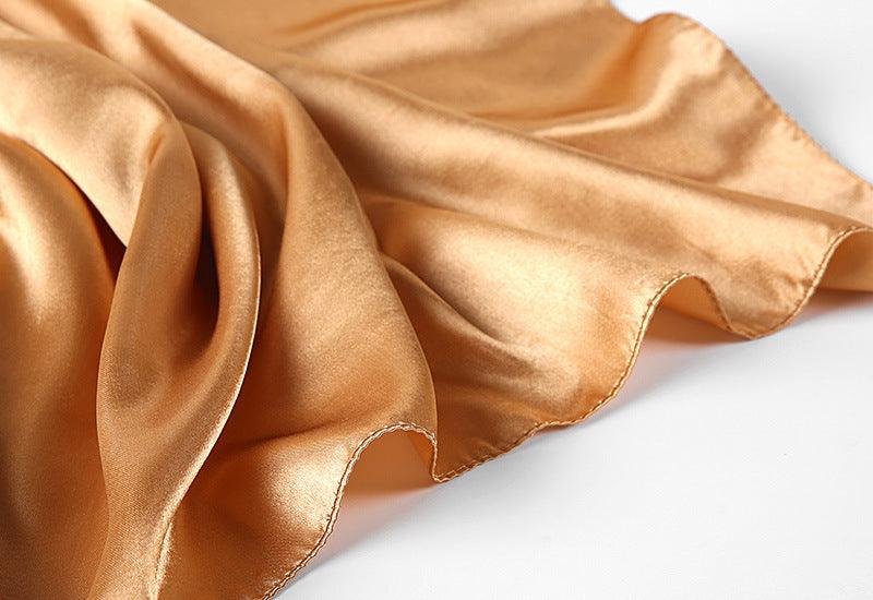Foulards en soie carrés longs et doux de luxe, foulard léger et élégant en satin de soie douce, écharpe hijab, châles en soie soyeux pour femmes, bandeau pour cheveux, 90*90cm