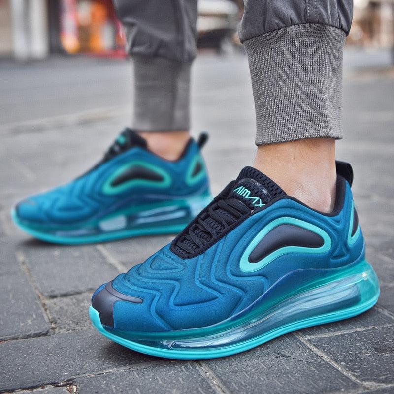Baskets de sport de course élégantes pour hommes avec coussin d'air, pour entraînement en extérieur, design à talons hauts, maille respirante, design athlétique de luxe, antidérapantes, pour tennis, sport et marche