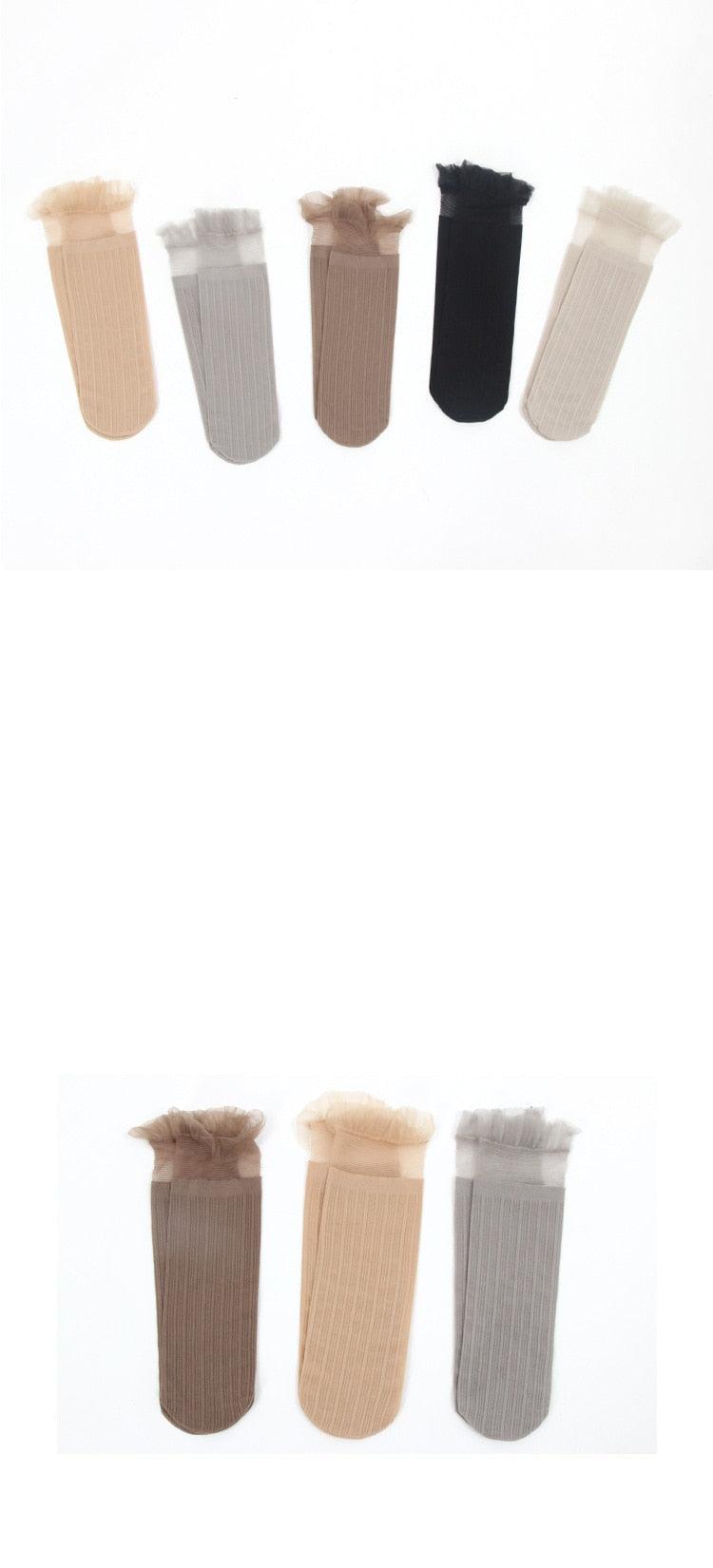 1 paire de chaussettes pour femme, printemps, nouvelle mode, chaussettes unies pour femme, douces, mignonnes, longues, en maille fine, en coton de haute qualité, invisibles pour femme