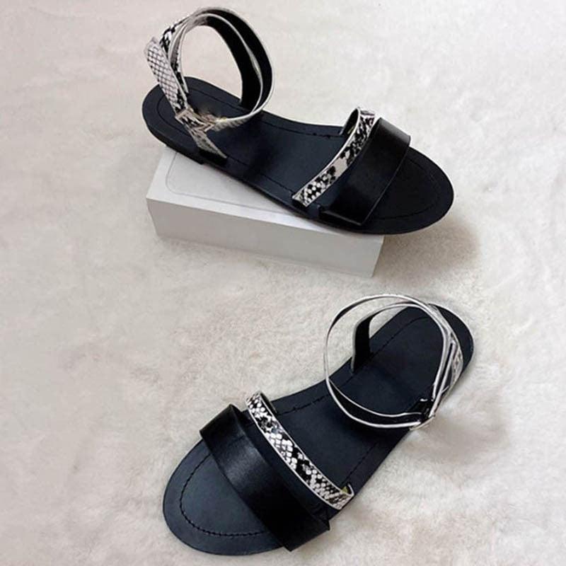 Sandales pour femmes d'été creuses Chaussures plates de plage à bout ouvert Chaussures plates pour dames Sandales plates à lanières Sandale décontractée réglable avec bride arrière à bout ouvert Sandales élégantes