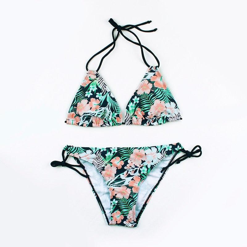 Maillot de Bain Femme Push Up Imprimé Floral Maillots de Bain Deux Pièces Beachwear