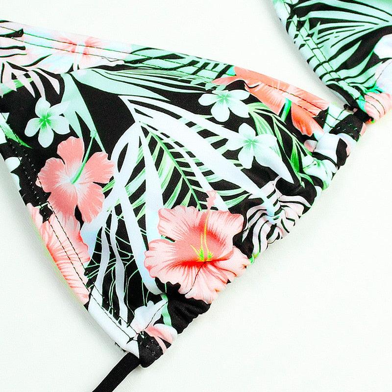 Maillot de Bain Femme Push Up Imprimé Floral Maillots de Bain Deux Pièces Beachwear