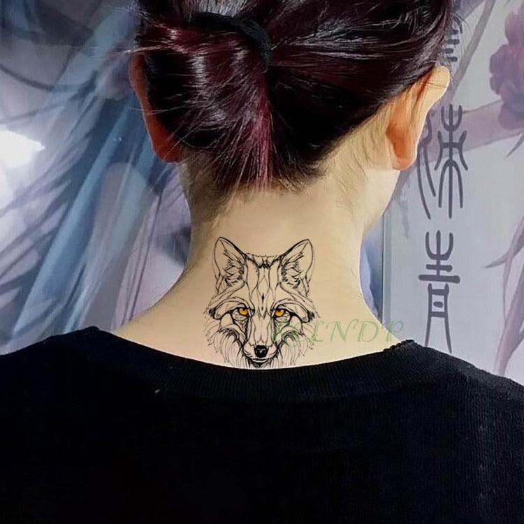 Autocollant de tatouage temporaire étanche pour animaux Loup Tatouage moderne Pied Cou Tatouages de luxe pour hommes et femmes
