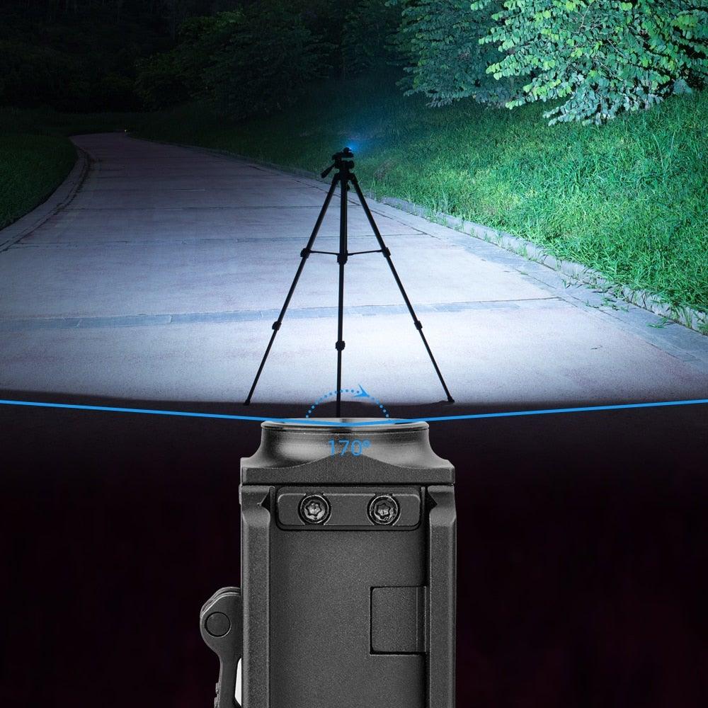 Projecteur rechargeable étanche, haute luminosité réglable, lampe torche tactique LED USB super lumineuse, idéale comme cadeau, lampe de poche montable sur rail pour le camping, la randonnée, la pêche, le jogging et la marche en extérieur.