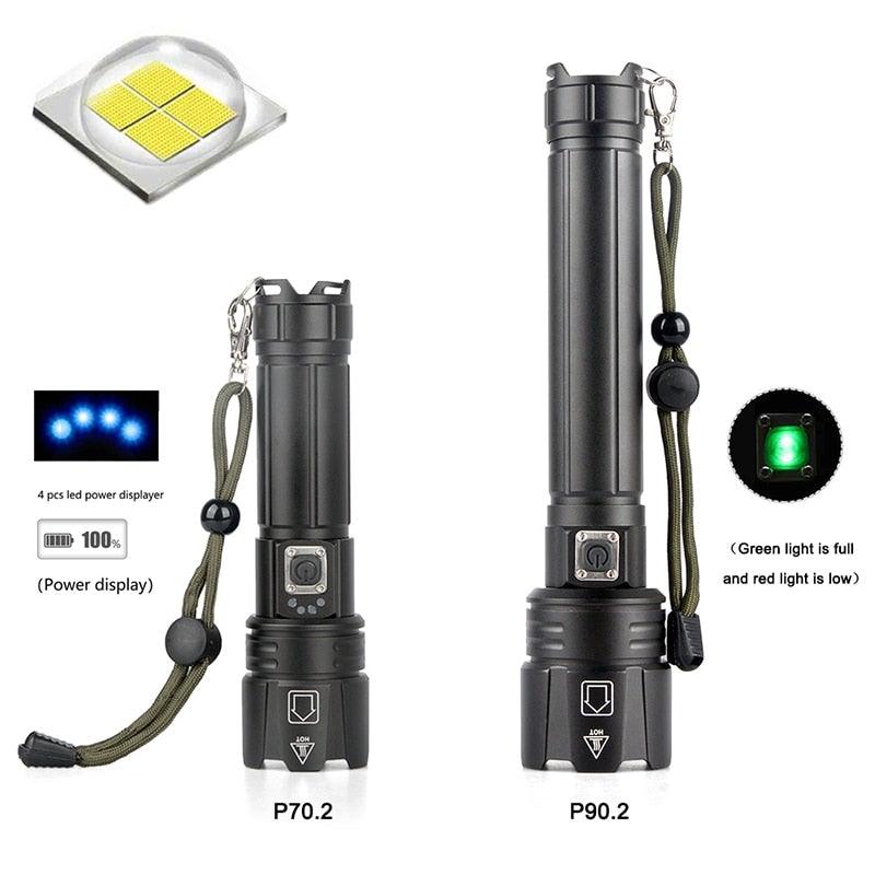 Lampe de poche LED rechargeable à haut lumen, USB, ultra-lumineuse, réglable, puissante, zoomable, résistante à l'eau pour un usage quotidien à la maison et en extérieur (camping, randonnée, course à pied)